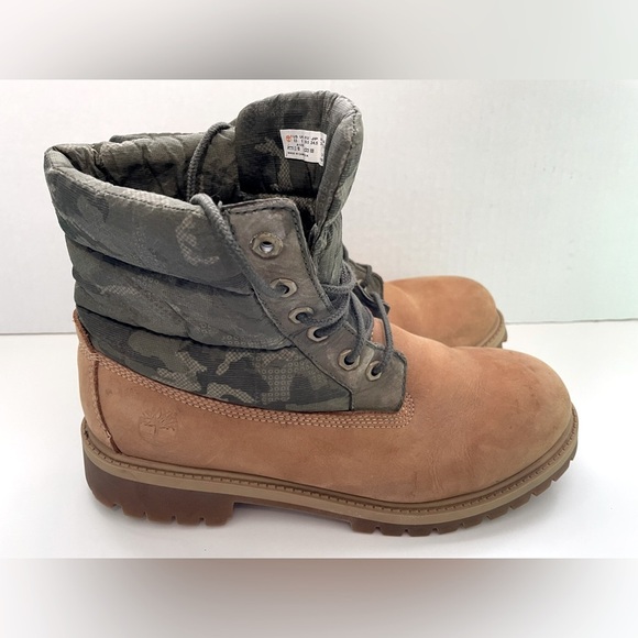 Timberland Puffer Boots in Wheat Camo - Women’s size 8 Youth Boys size 6.5 - Picture 1 of 9